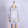 Light Blue Tassels Embroidered Dress Summer Beach Dress